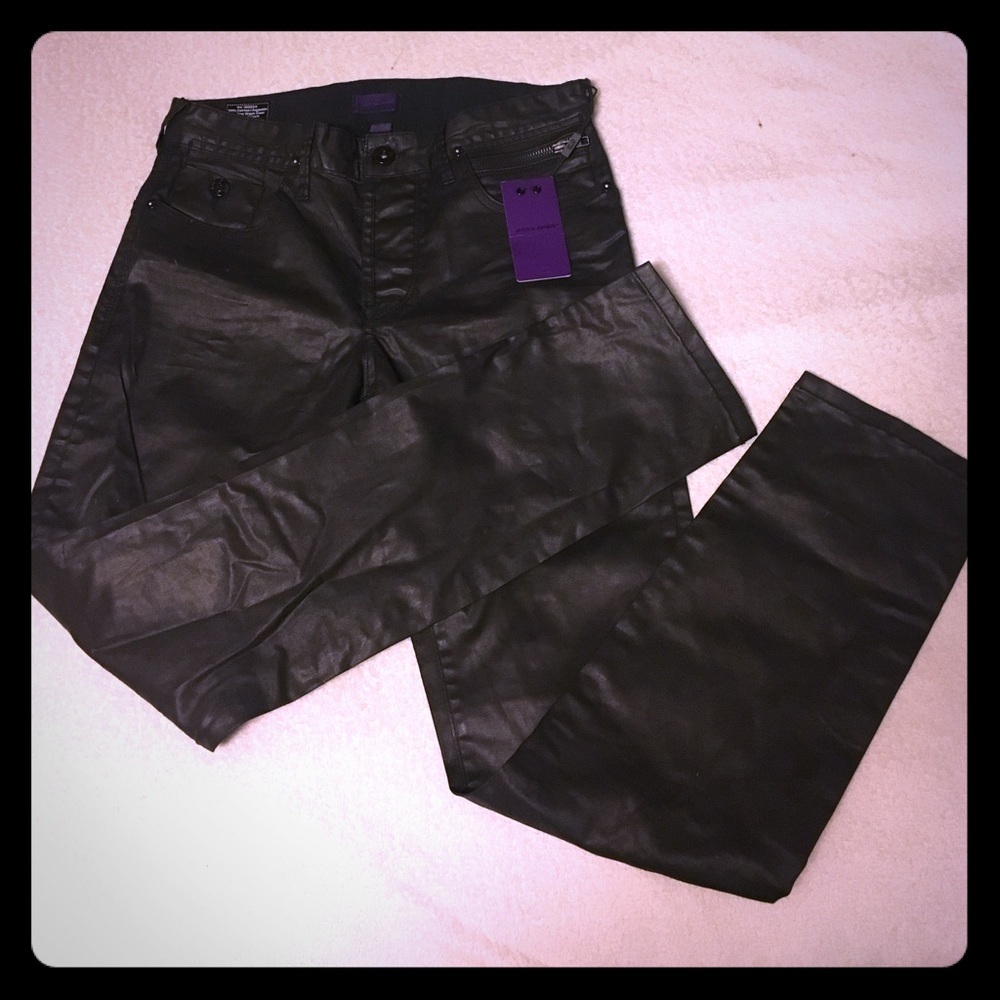 Jack & Jones Boys Black Skinny Jeans Purple Label Coated Cotton 28x29 - Picture 10 of 11